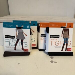 4 Pair No Nonsense Super Opaque Espresso & Opaque Black Tights M Control Top